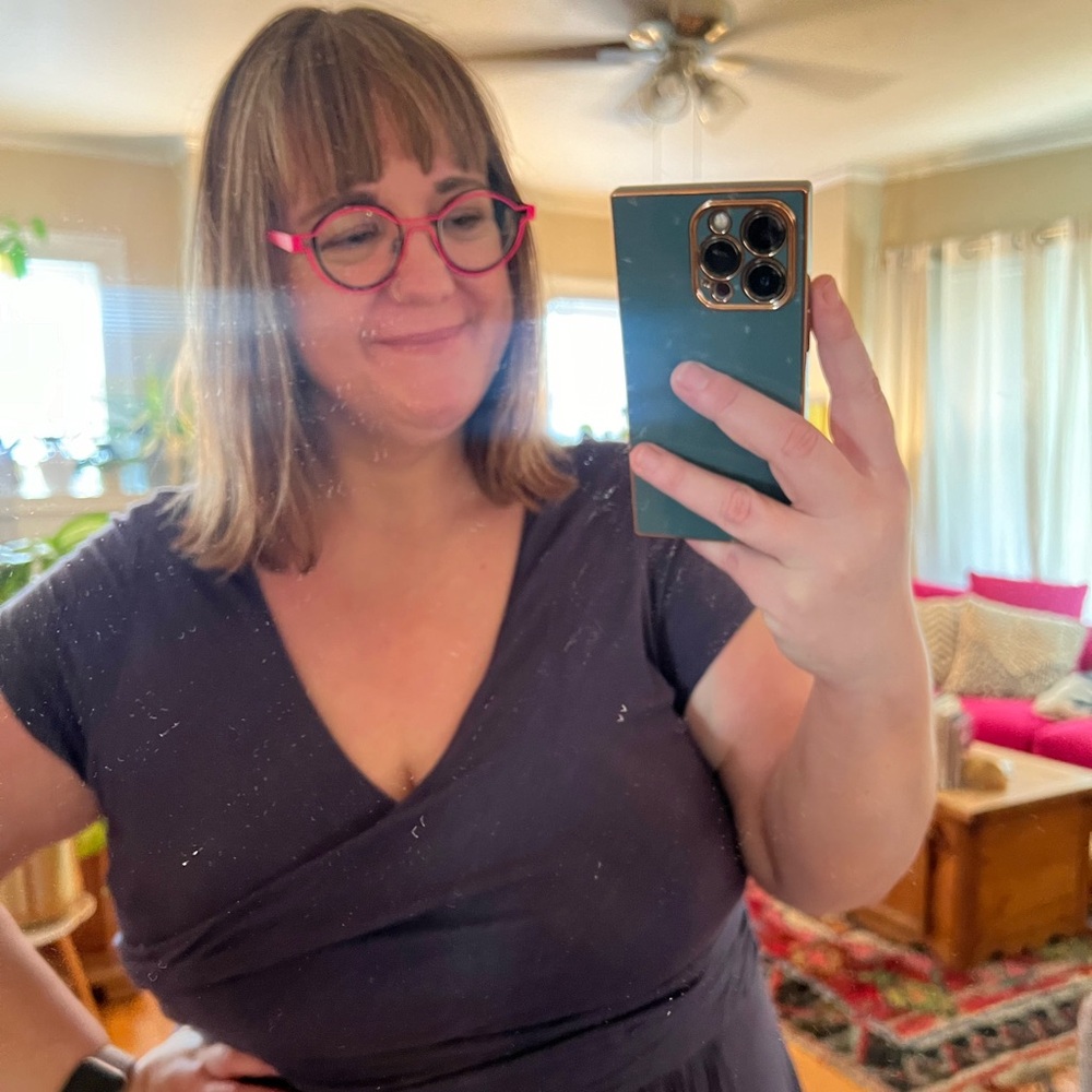 Anthropologie 2X Maeve casual blue / purple knit midi dress - Picture 2 of 6
